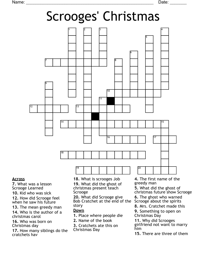Scrooges' Christmas Crossword