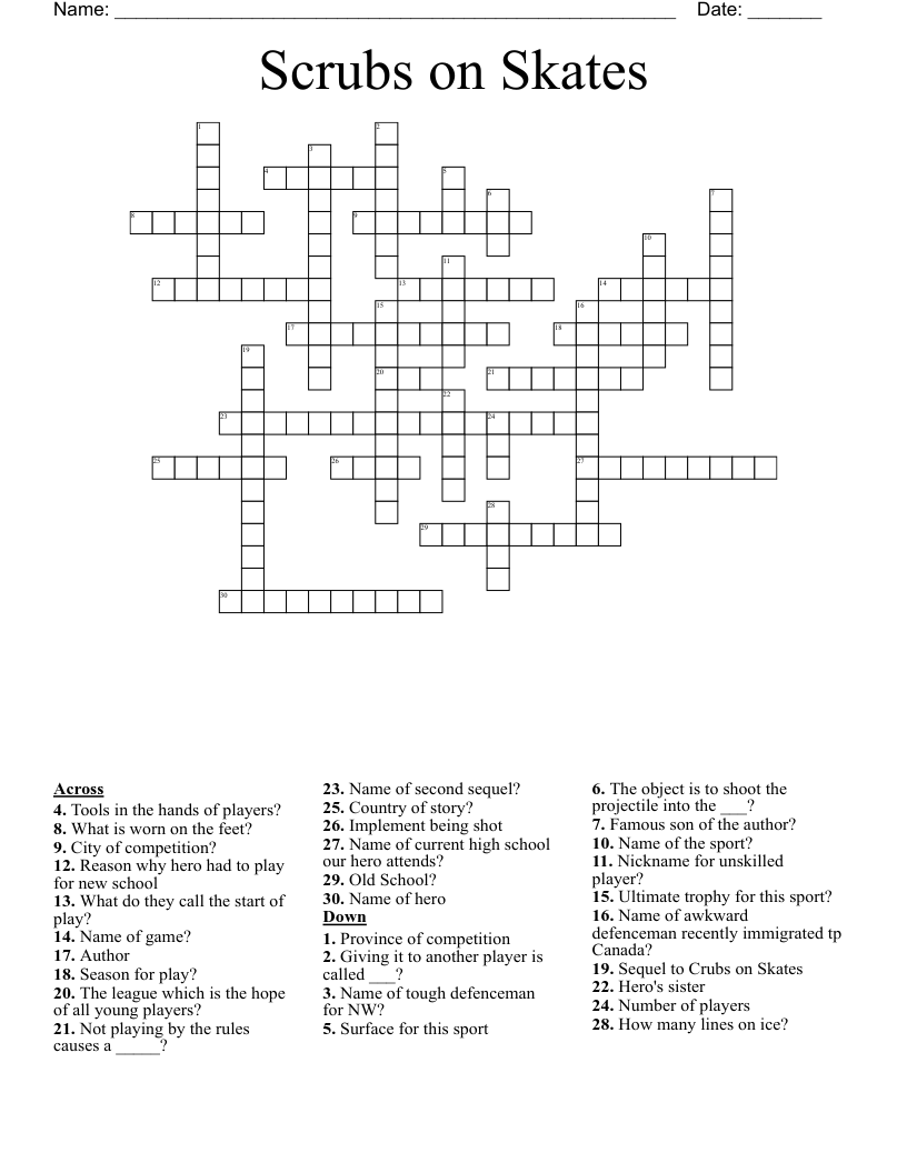 Scrubs on Skates Crossword