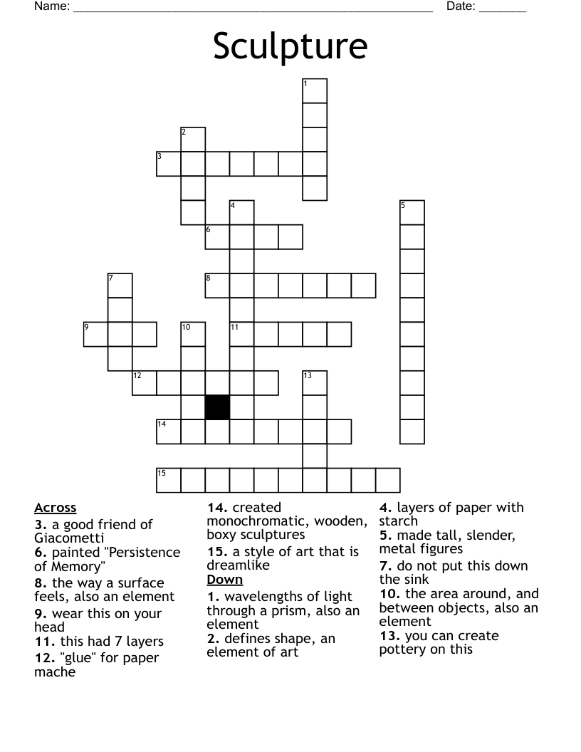 Sculpture Crossword