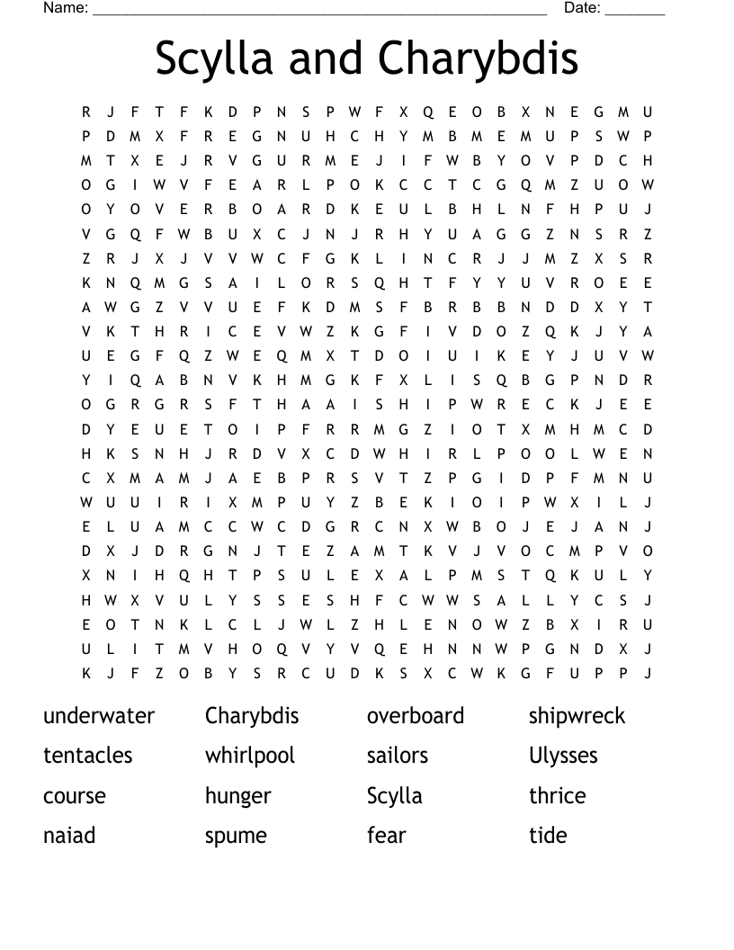 Scylla and Charybdis Word Search