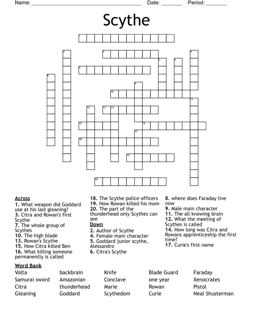 Scythe Crossword