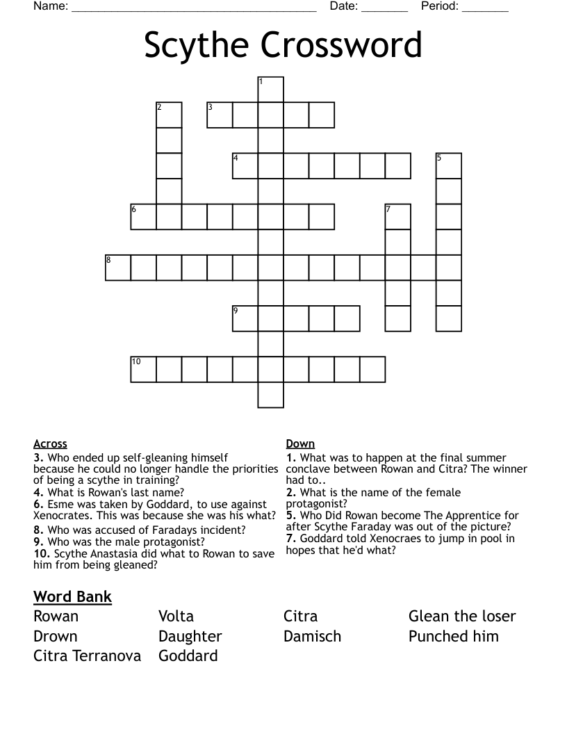 Scythe Crossword