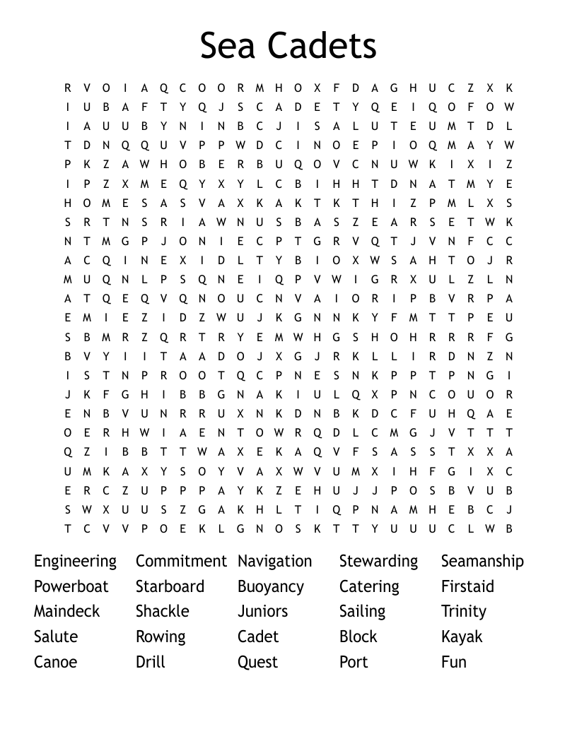 Sea Cadets Word Search