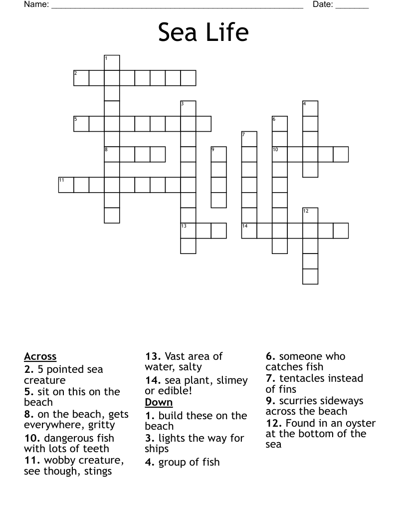 Sea Life Crossword