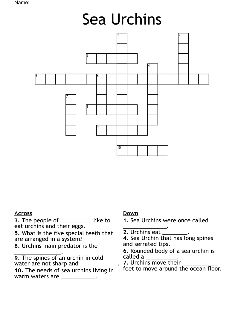 Sea Urchins Crossword