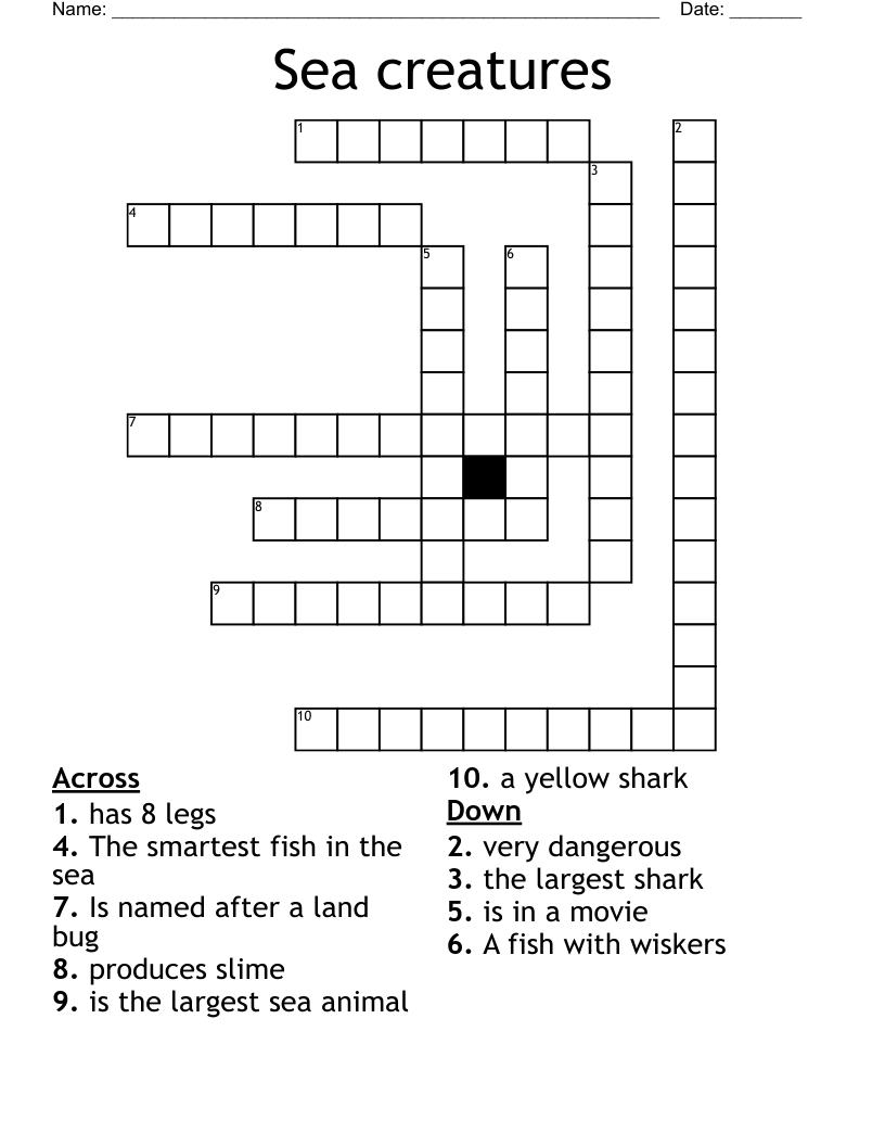 Sea creatures Crossword