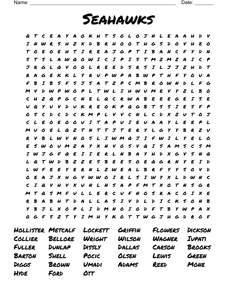 Seahawks Word Search