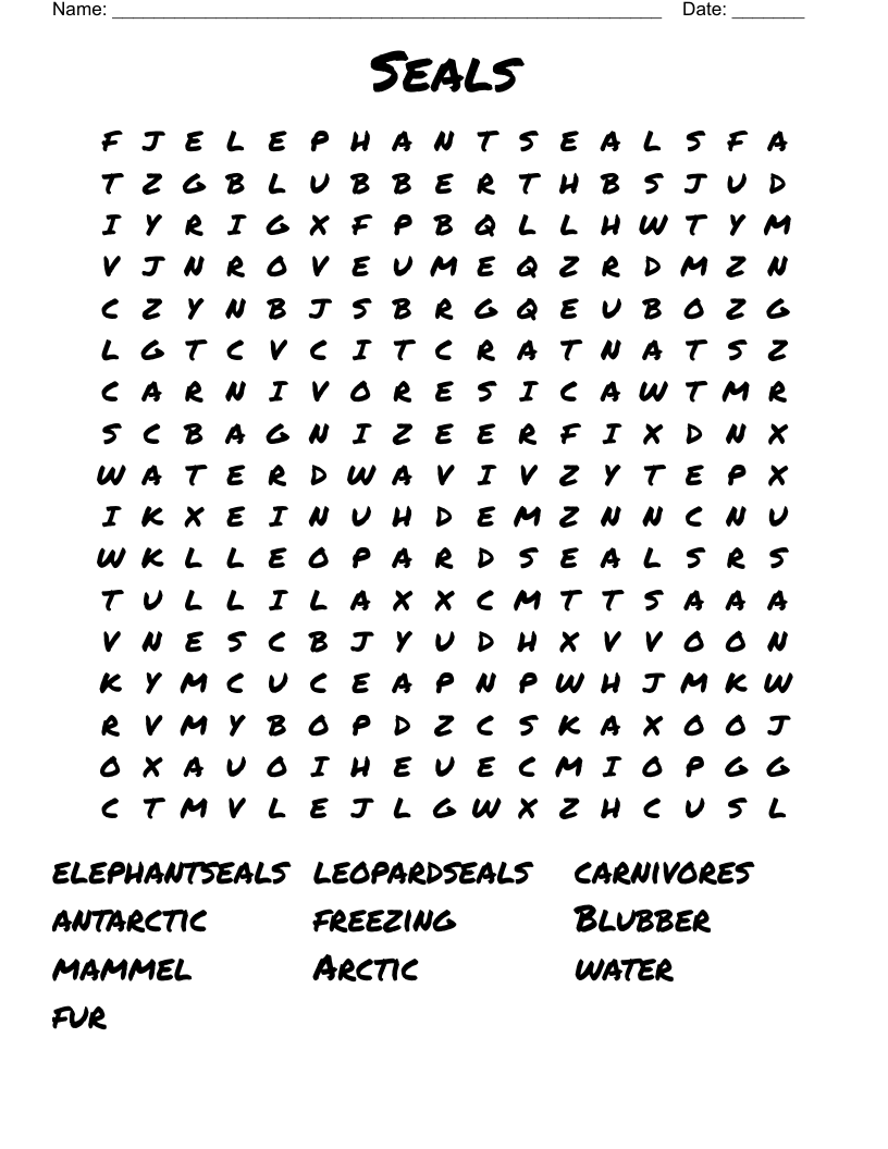Seals Word Search