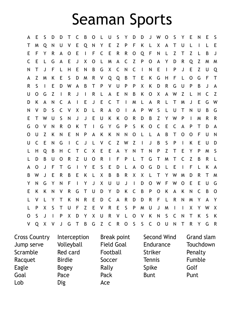 Seaman Sports Word Search