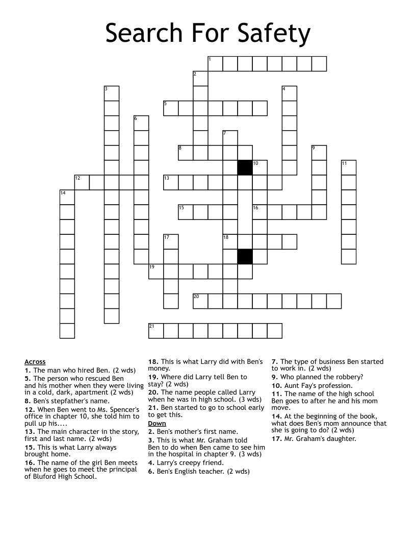 Search For Safety Crossword