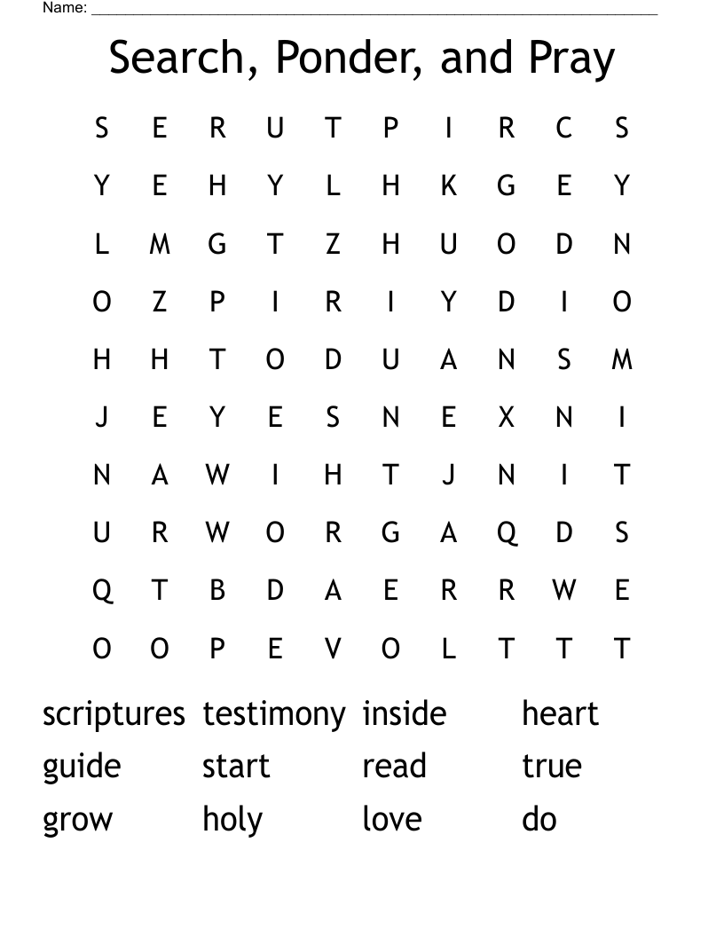 Search, Ponder, and Pray Word Search