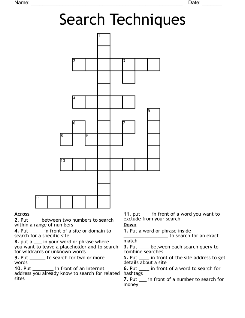 Search Techniques Crossword