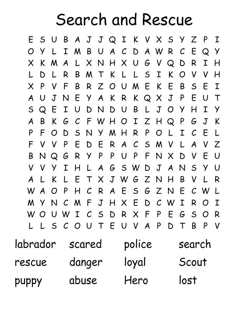 Search and Rescue Word Search