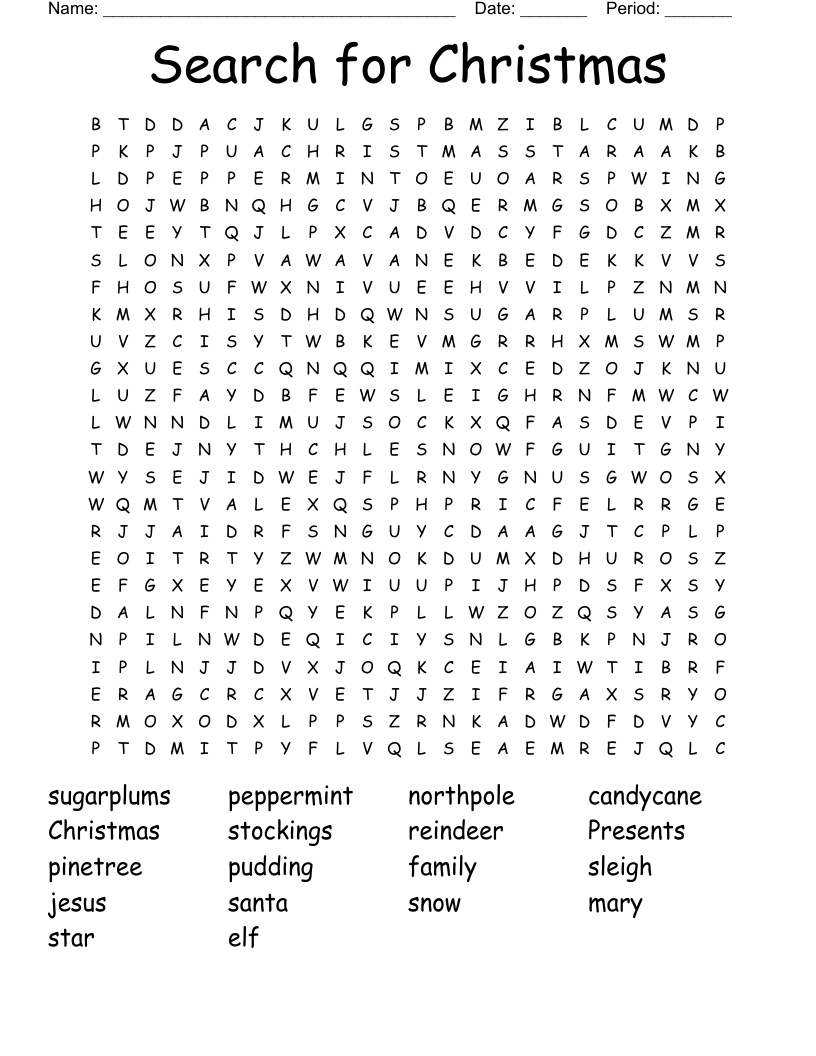 Search for Christmas Word Search
