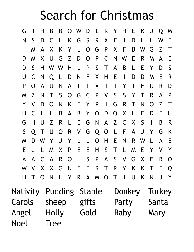 Search for Christmas Word Search