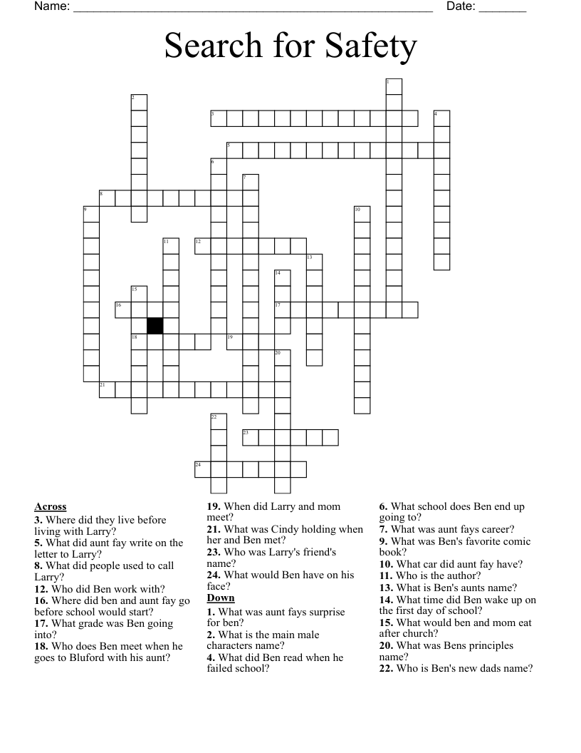 Search for Safety Crossword