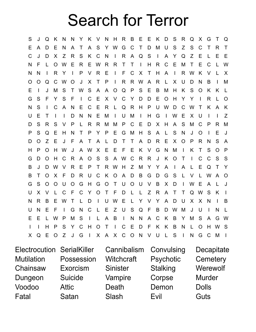 Search for Terror Word Search