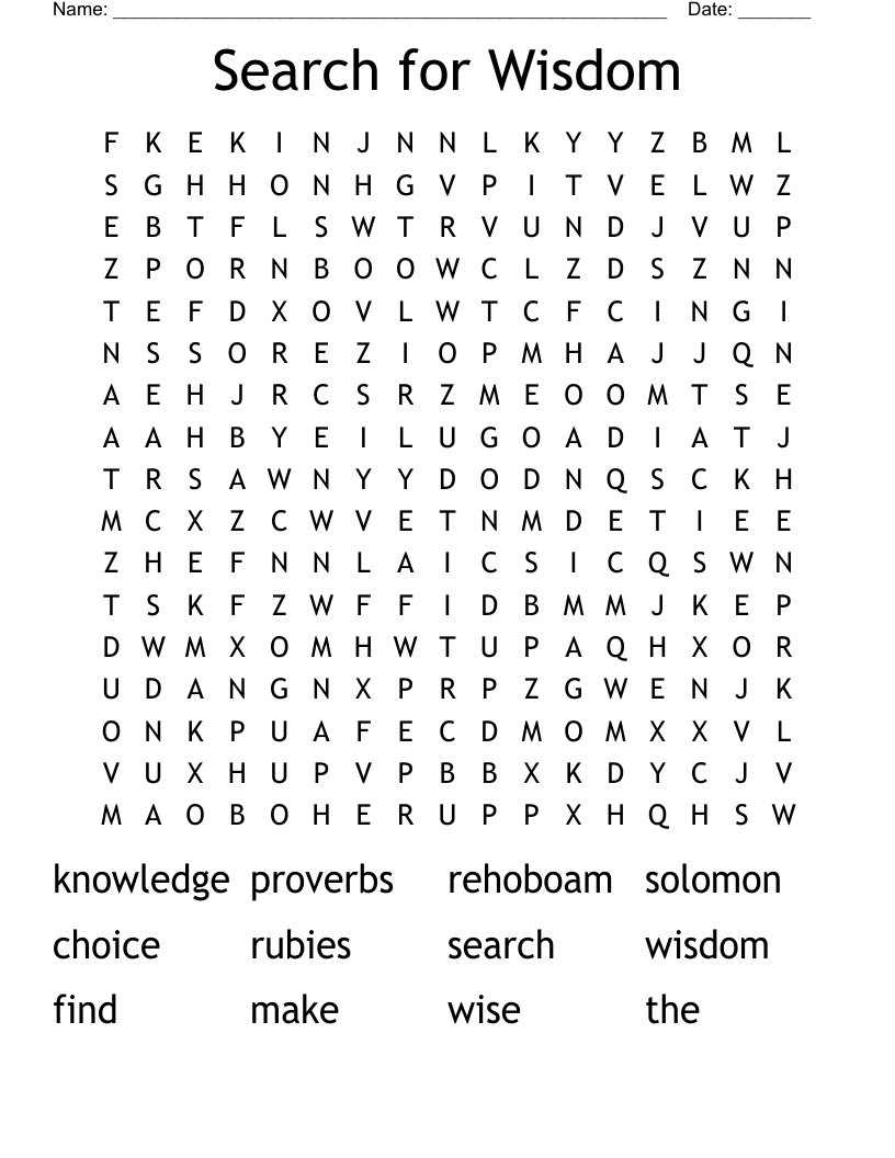 Search for Wisdom Word Search