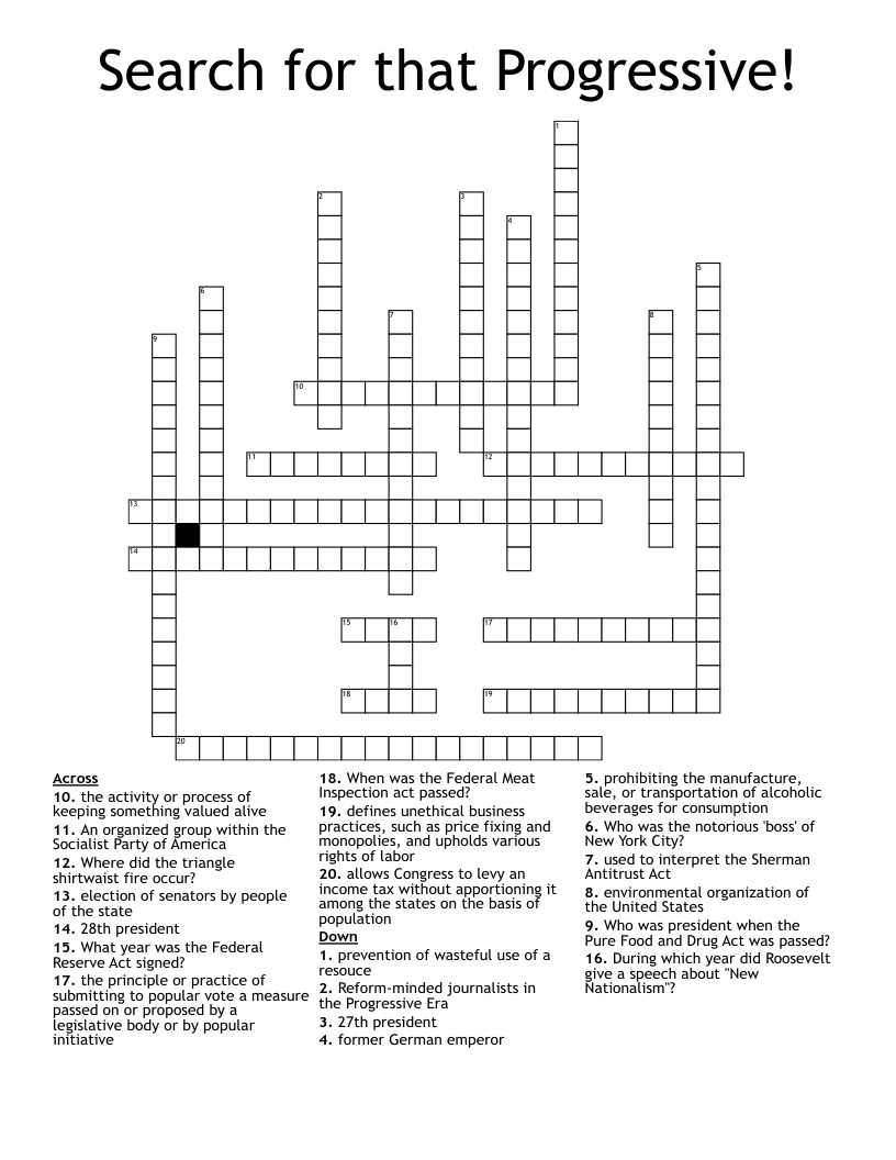 Search for that Progressive! Crossword