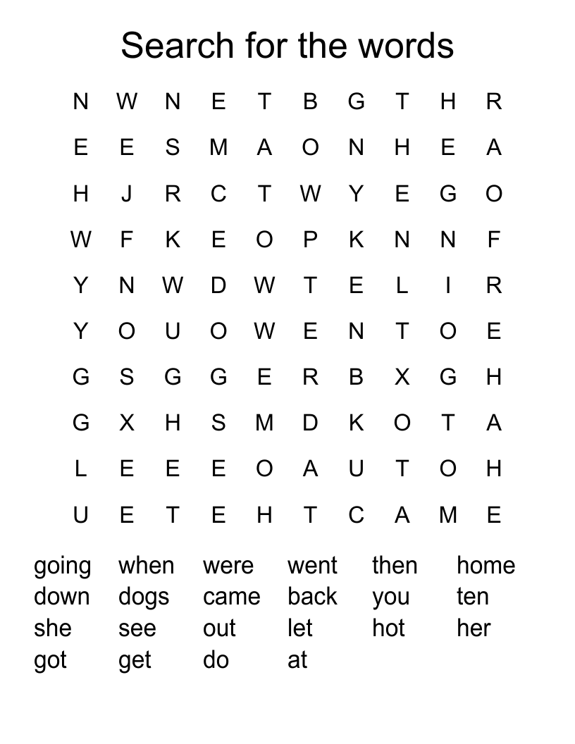 Search for the words Word Search