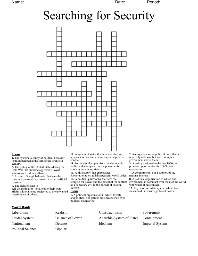 Searching for Security Crossword
