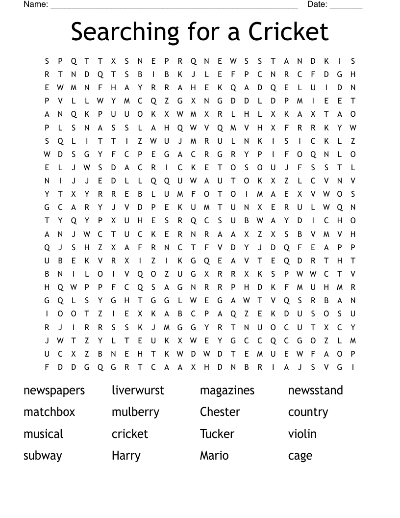 Searching for a Cricket Word Search