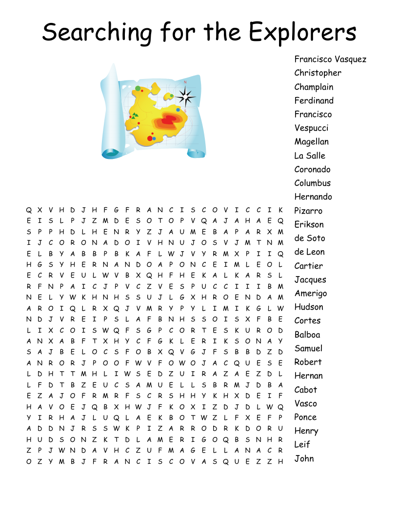 Searching for the Explorers Word Search