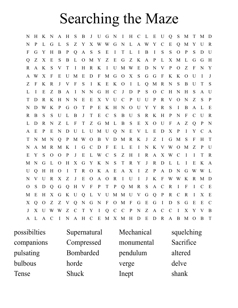 Searching the Maze Word Search