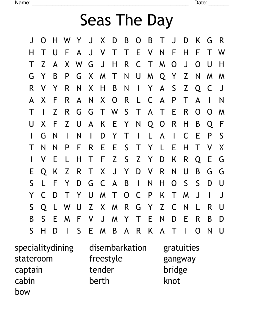 Seas The Day  Word Search