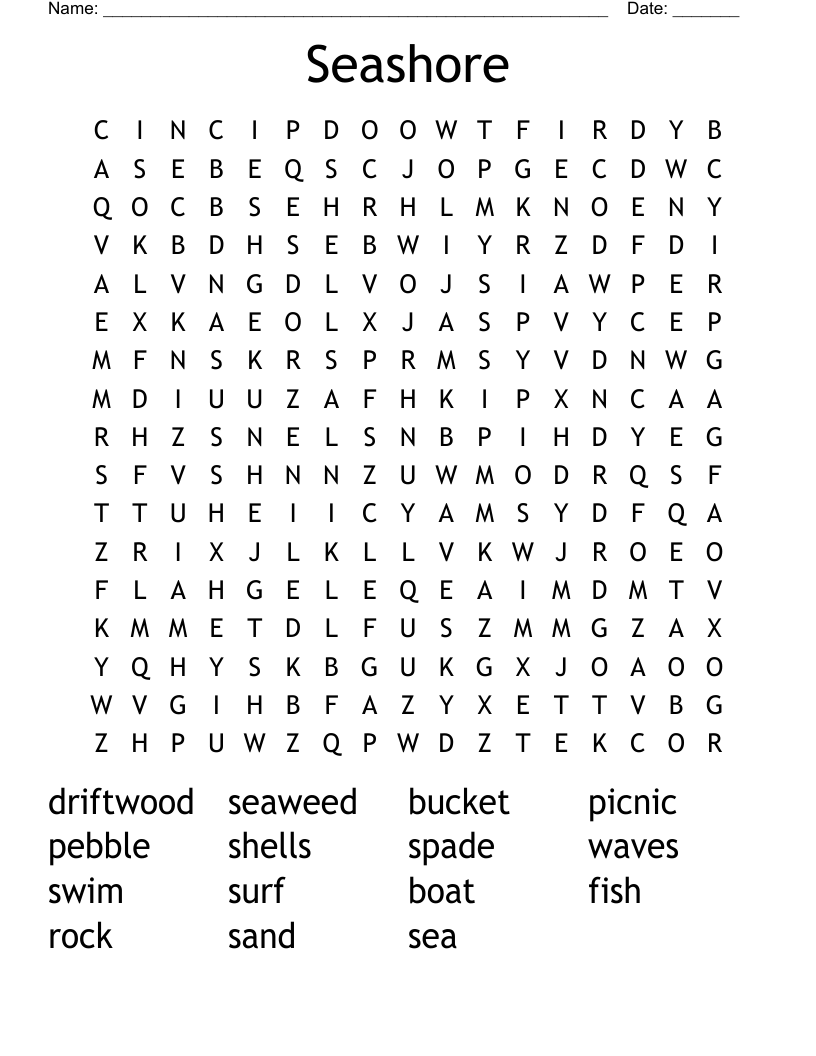 Seashore Word Search