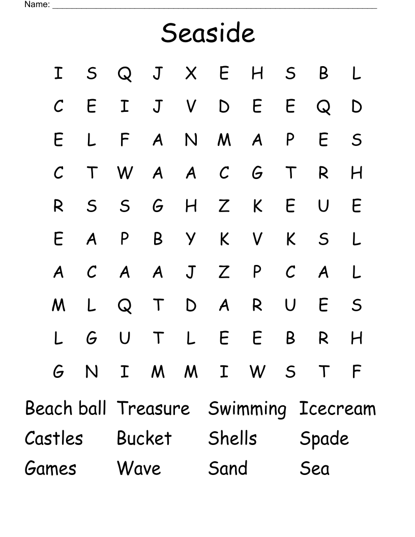 Seaside  Word Search