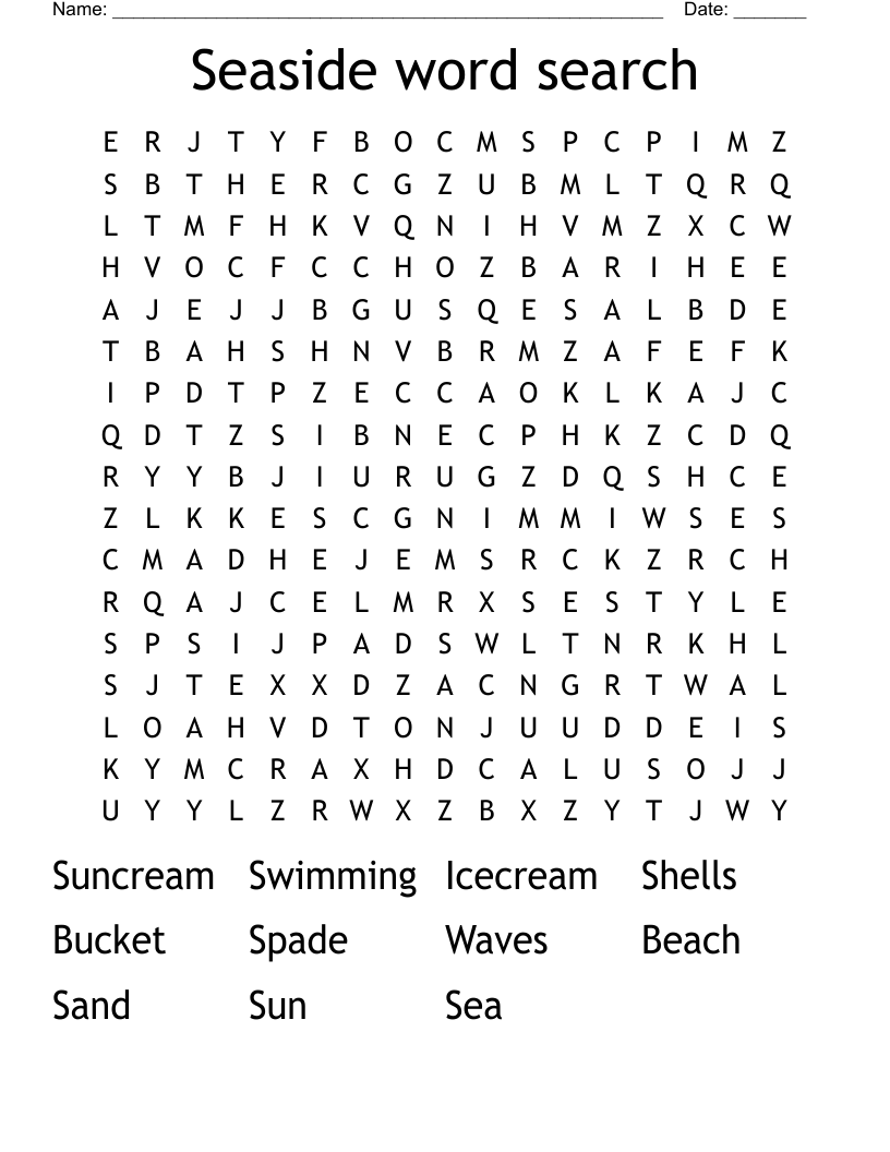 Seaside word search 