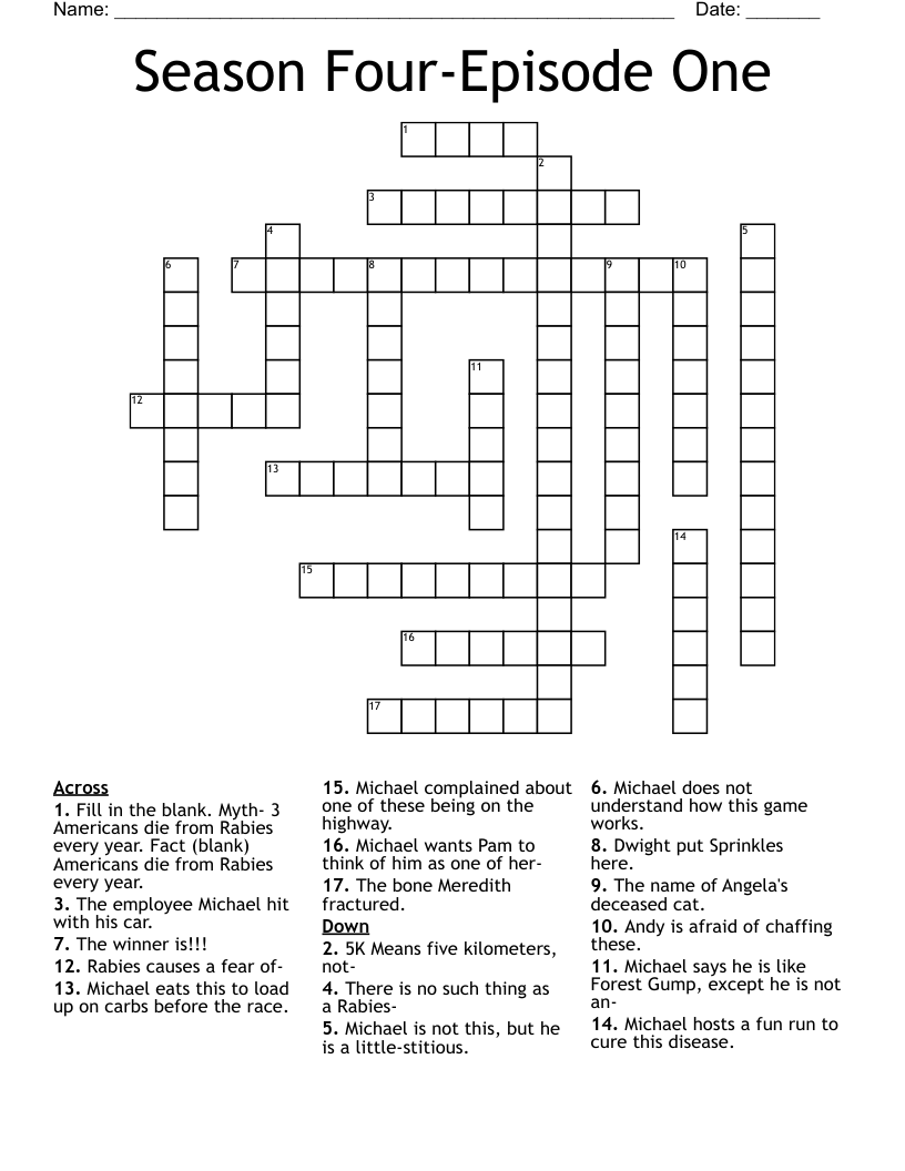 Season Four-Episode One Crossword