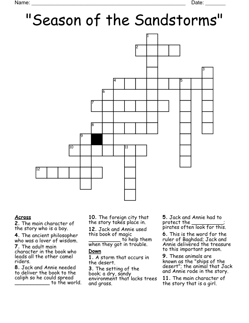 "Season of the Sandstorms" Crossword