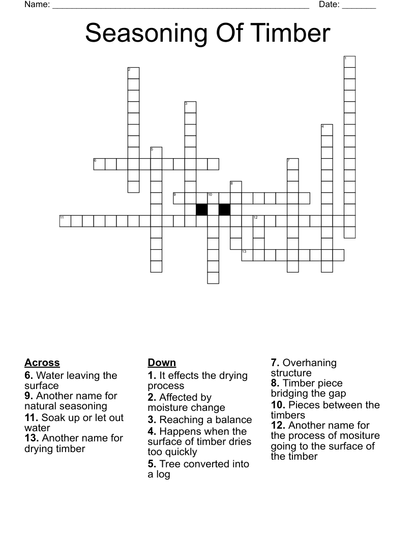 Seasoning Of Timber Crossword