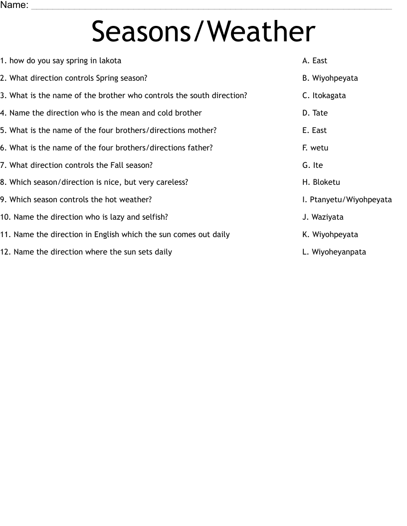 Seasons/Weather Worksheet