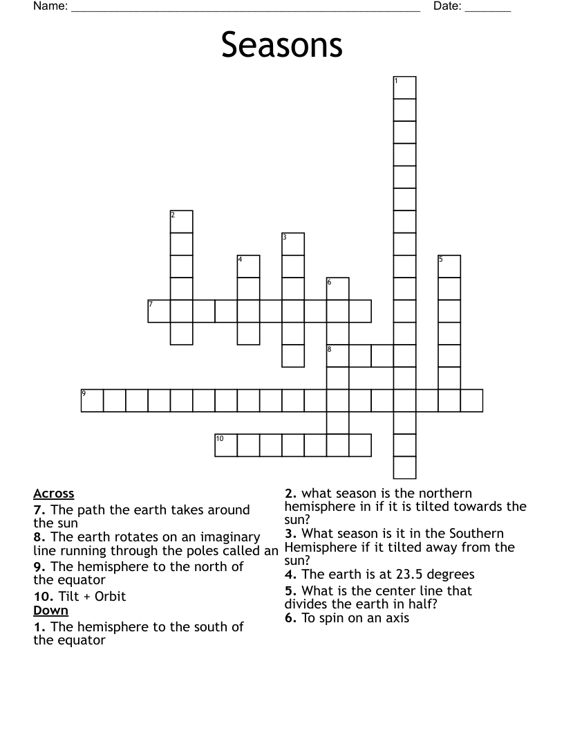 Seasons Crossword