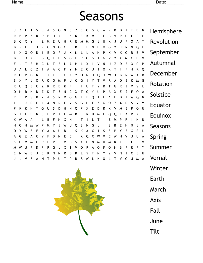 Seasons Word Search