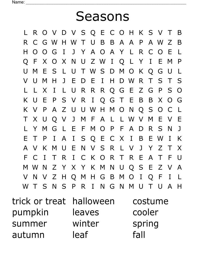 Seasons Word Search