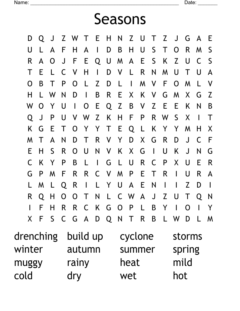 Seasons Word Search