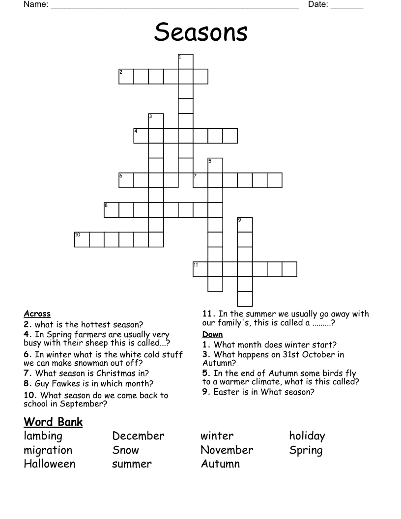 Seasons Crossword