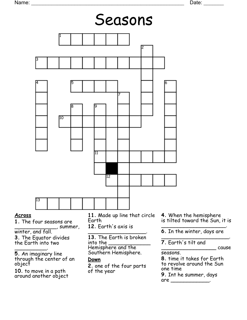 Seasons Crossword