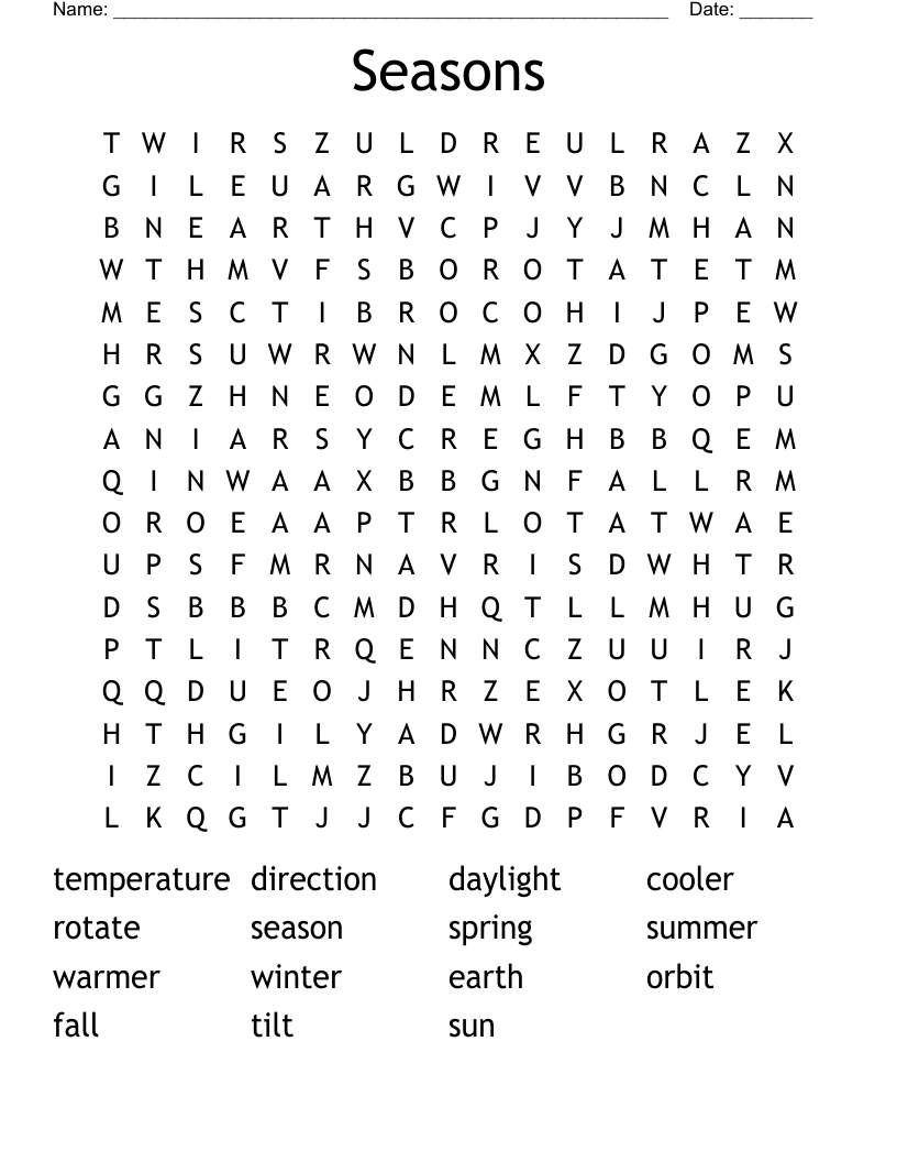 Seasons Word Search