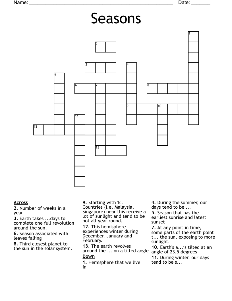 Seasons Crossword