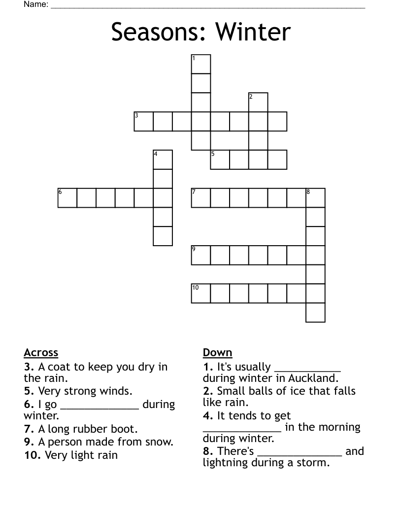 Seasons: Winter Crossword