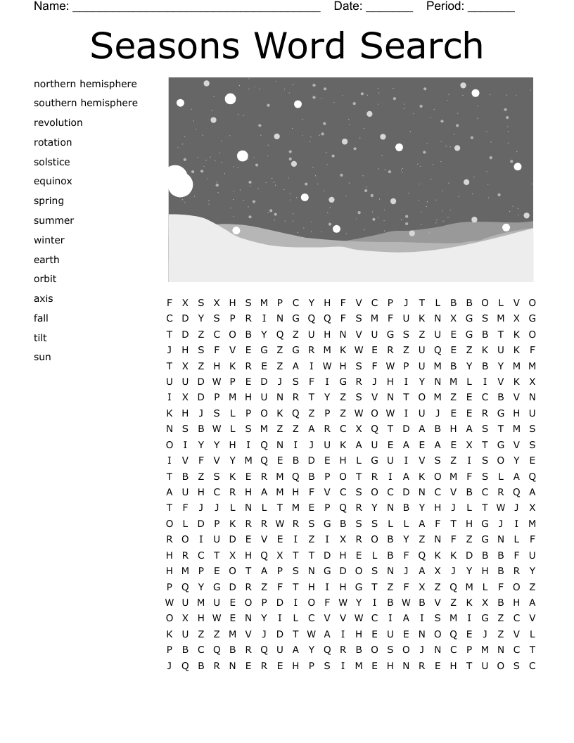 Seasons Word Search