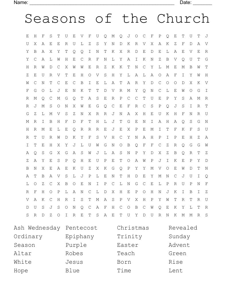Seasons of the Church Word Search
