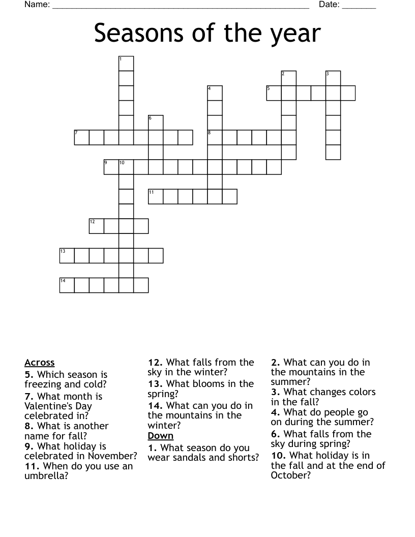Seasons of the year Crossword