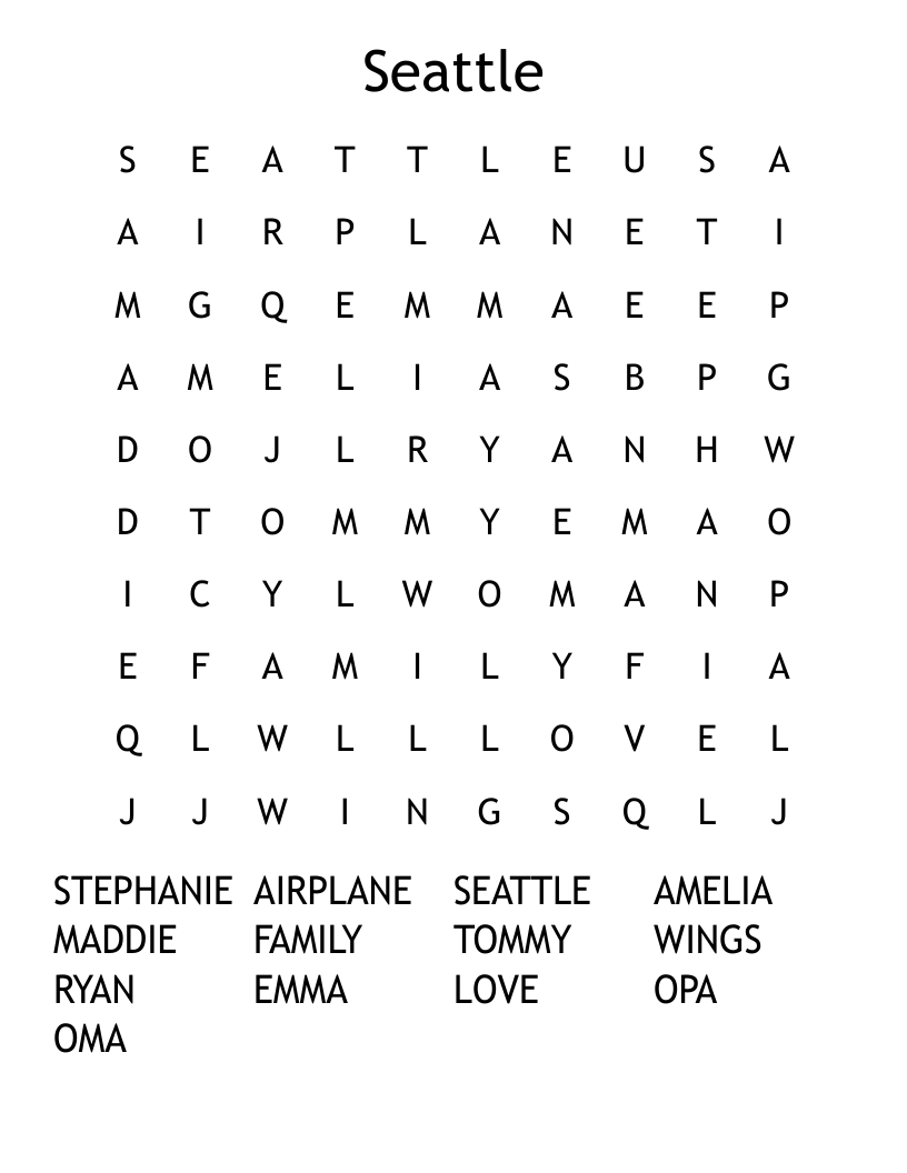 Seattle Word Search