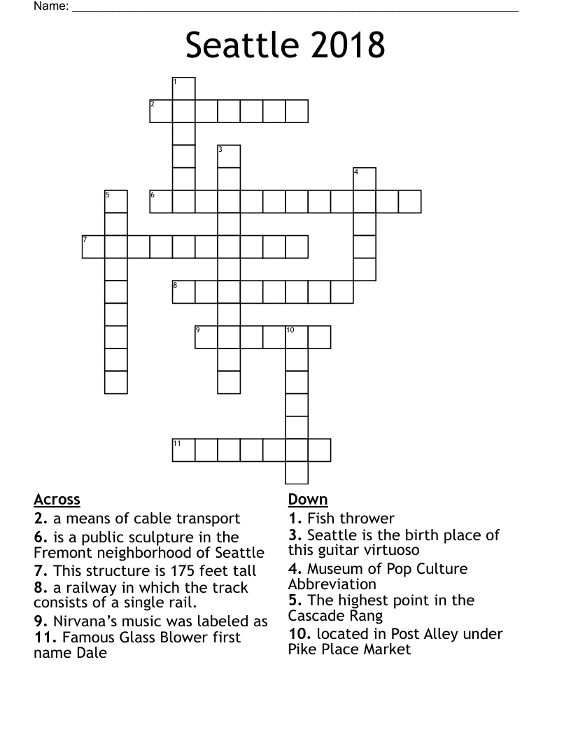 Seattle 2018 Crossword